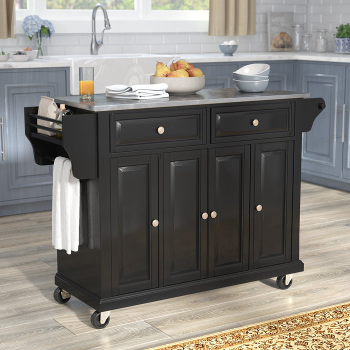 Three Posts Hedon Kitchen Island with Stainless Steel Top & Reviews